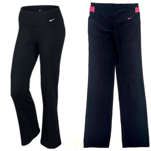 Nike Dri Fit Be Bold Training Track Pants Leggings Yoga Pants Flare Black Pink - Picture 1 of 8